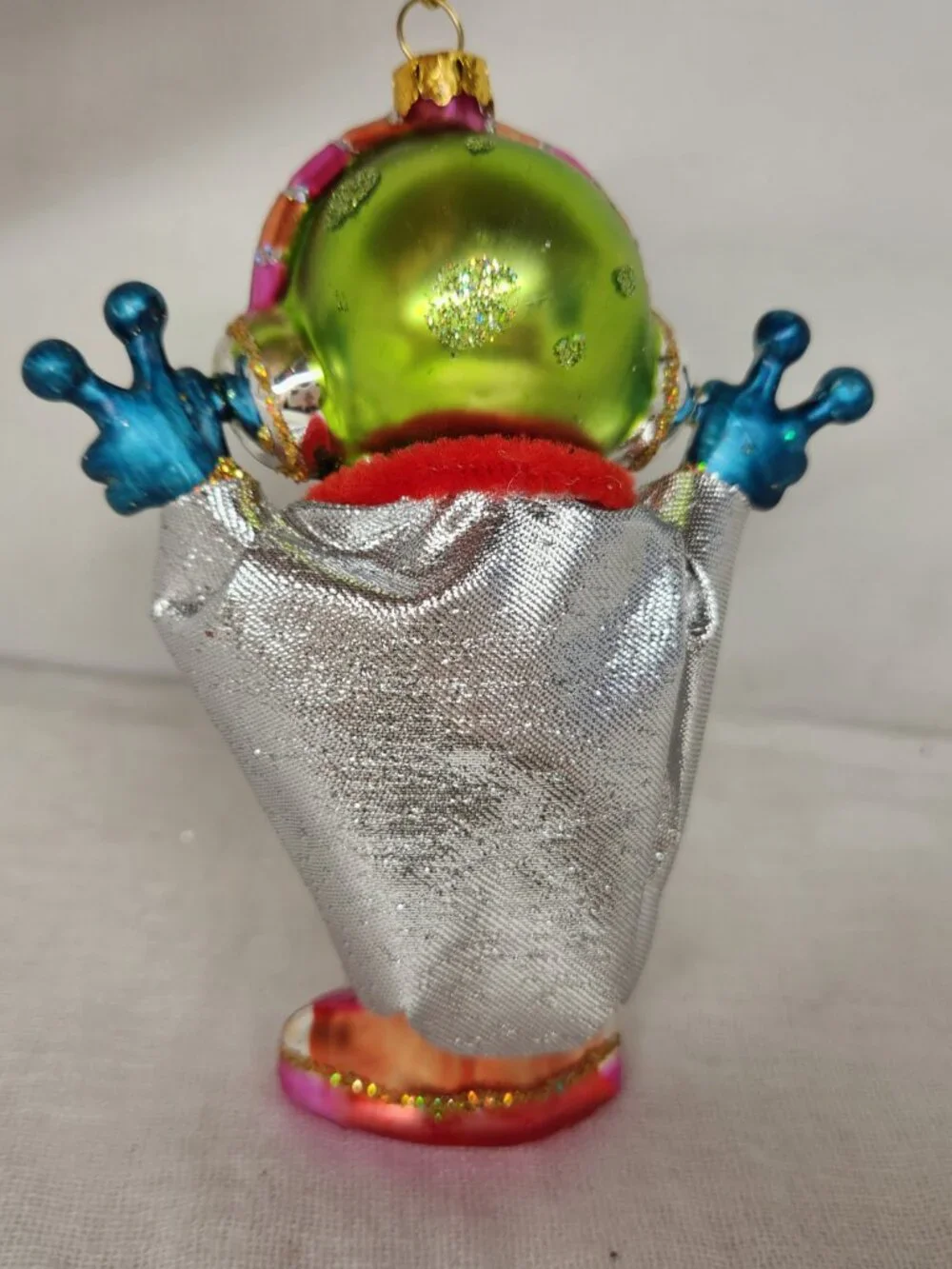 Whimsical Glass Blown Alien Christmas Ornament Peace